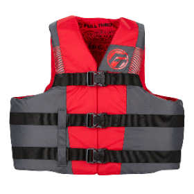 Full Throttle Adult Nylon Life Jacket - S/M - Black/Red