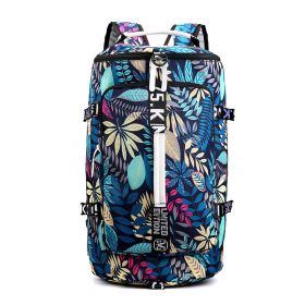 Waterproof Gym Fitness Bag Outdoor Travel Sport Excerise Fashion Casual Backpack (Option: Blue Maple Leaf)