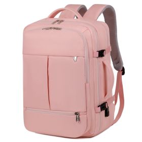 Large Capacity Backpack For Women Men Multiple Pockets And Zippers Versatile Computer Bags Business Travel Backpack (Option: Pink)