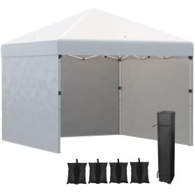 10' x 10' Pop Up Canopy Tent with 3 Sidewalls, Leg Weight Bags and Carry Bag, Height Adjustable, Instant Party Tent Event Shelter Gazebo for Gar (Option: Cream White-1180x215x260 mm)