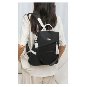Oxford Cloth Stitching Women'S Backpack Anti-Theft Back Zipper Girls Schoolbag Casual Travel Double Shoulder Backpack (Option: Black With White)