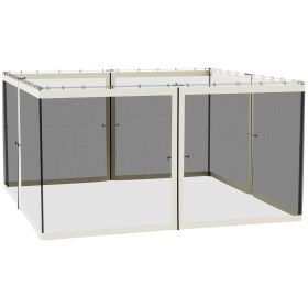 13x13 Gazebo Netting Mosquito Netting Screen with Zippers, Black Rings, High-Quality Polyester, Washable, Black (Option: Cream White-500x110x400 mm)